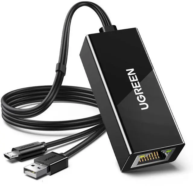 Main image of UGREEN Ethernet Adapter for Fire TV Stick, Micro USB to Ethernet Adapter with 3.3 ft Cable & Power Cord, Compatible for Fire Stick Basic/2nd/4k/Lite, Chromecast 1/2/3/Ultra/Audio, Plug & Play, 100Mbps