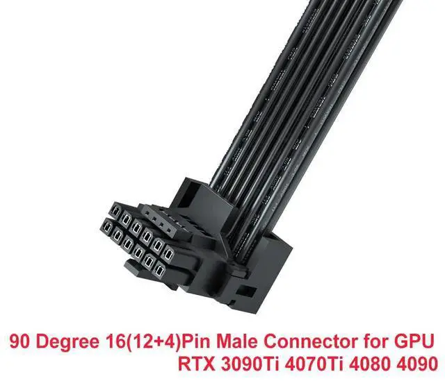Alt view image 3 of 5 - BUCIER PCI-e 5.0 12VHPWR 16Pin Right Angle Adapter Female to Male Extension Cable, 16AWG 600W 12VHPWR 90 Degree Adapter for Graphic Card GPU 12+4pin RTX 3090Ti 4070Ti 4080 4090 (Type A)