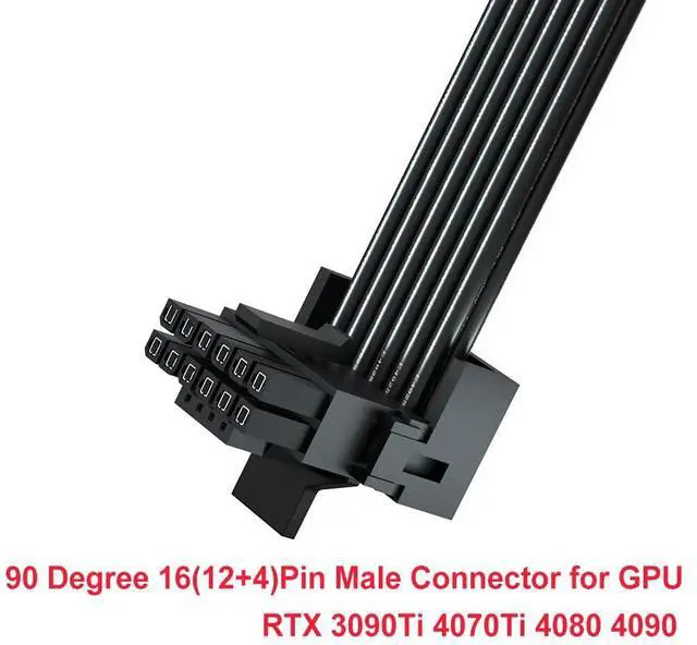 Alt view image 3 of 6 - Vszerda PCI-e 5.0 12VHPWR 16 Pin Right Angle Adapter Female to Male Extension Cable, 16AWG 600W 12VHPWR 90 Degree Adapter for Graphic Card GPU 12+4pin RTX 3090Ti 4070Ti 4080 4090 (Type B)
