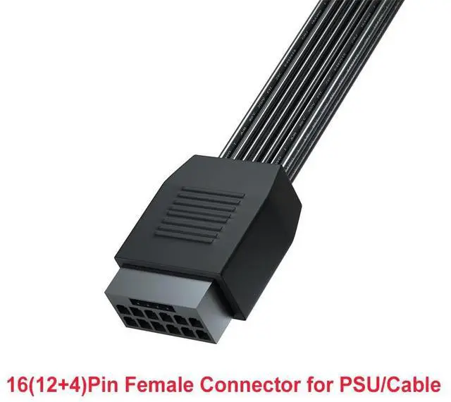 Alt view image 4 of 6 - Vszerda PCI-e 5.0 12VHPWR 16 Pin Right Angle Adapter Female to Male Extension Cable, 16AWG 600W 12VHPWR 90 Degree Adapter for Graphic Card GPU 12+4pin RTX 3090Ti 4070Ti 4080 4090 (Type B)