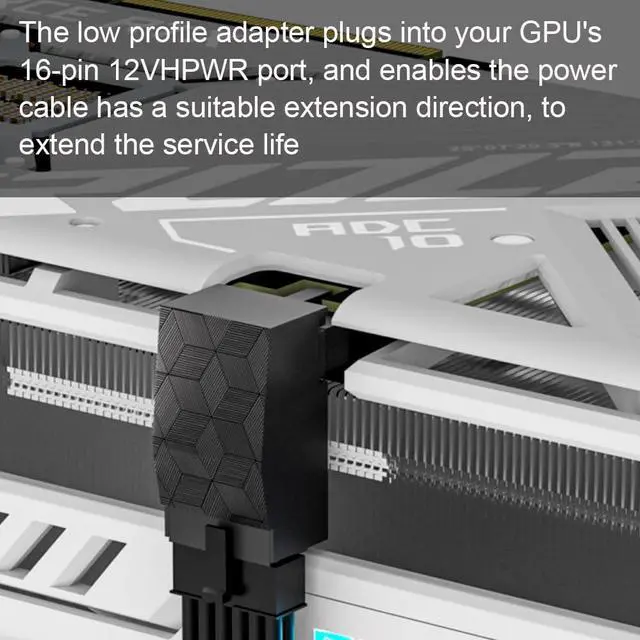 Alt view image 5 of 6 - 12VHPWR 90 Degree Adapter: 16 Pin GPU Power Connector 600W Pcie5.0 Right Angle Power Adapter for 12+4pin RTX 3090Ti 4070Ti 4080 4090 Graphic Card GPU (Type B)