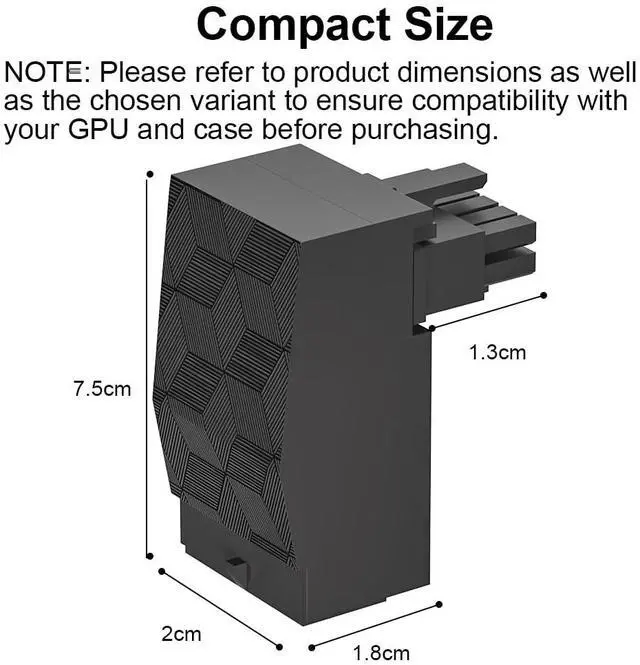 Alt view image 6 of 6 - 12VHPWR 90 Degree Adapter: 16 Pin GPU Power Connector 600W Pcie5.0 Right Angle Power Adapter for 12+4pin RTX 3090Ti 4070Ti 4080 4090 Graphic Card GPU (Type A)
