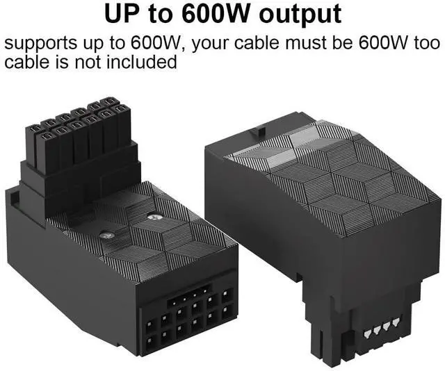 Alt view image 3 of 6 - 12VHPWR 90 Degree Adapter: 16 Pin GPU Power Connector 600W Pcie5.0 Right Angle Power Adapter for 12+4pin RTX 3090Ti 4070Ti 4080 4090 Graphic Card GPU (Type B)