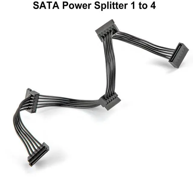 Alt view image 3 of 5 - BUCIER SATA Power Splitter: 15 Pin to 4 SATA 4X Serial ATA Power Adapter Splitter Cable for HDD, SSD, Optical Drives - 40cm