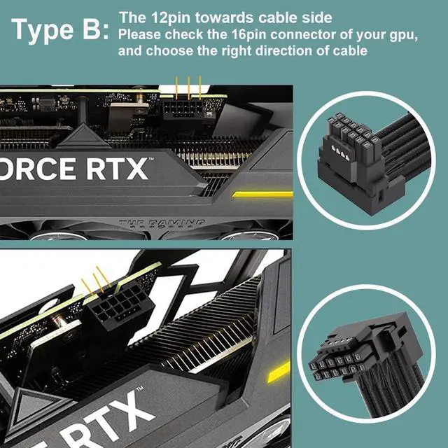 Alt view image 2 of 6 - Vszerda 12VHPWR 90 Degree Right Angle Adapter for Corsair 12VHPWR 16AWG 600W PCIE 5.0 12+4 16 Pin for RTX 4090 4080 3090TI 4070Ti GPU, 4X 8 Pin ONLY for Corsair Modular Power Supply (Type B)