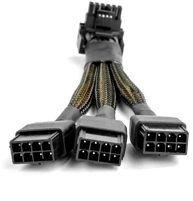 Alt view image 5 of 6 - BUCIER 16Pin GPU Cable to 3X 8 Pin Pcie Extension - 16AWG PCIE 5.0 12VHPWR 600W 90 Degree Right Angle 16 Pin 12+4Pin Supply Adapter for RTX 4090 4080 3090TI 4070Ti Graphics Card (Type A)