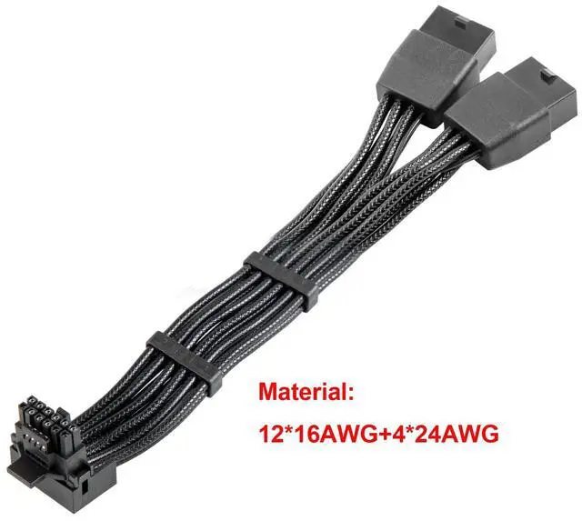 Alt view image 6 of 6 - Vszerda  12VHPWR 90 Degree Adapter to 2X 8Pin: 16AWG 16 PIN GPU Right Angle PCI-E 5.0 Extension for for Graphic Card GPU 12+4pin RTX 3090Ti 4070Ti 4080 4090 (Type B)