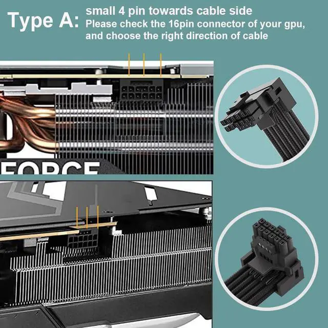 Alt view image 2 of 6 - BUCIER 12VHPWR 90 Degree Right Angle Adapter for Corsair 12VHPWR 16AWG 600W PCIE 5.0 12+4 16 Pin for RTX 4090 4080 3090TI 4070Ti GPU, 4X 8 Pin ONLY for Corsair Modular Power Supply (Type A)