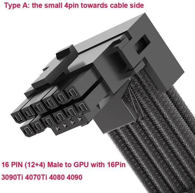 Alt view image 4 of 6 - BUCIER 12VHPWR 90 Degree Right Angle Adapter for Corsair 12VHPWR 16AWG 600W PCIE 5.0 12+4 16 Pin for RTX 4090 4080 3090TI 4070Ti GPU, 4X 8 Pin ONLY for Corsair Modular Power Supply (Type A)