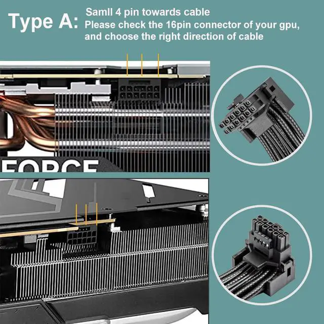 Alt view image 2 of 6 - Vszerda  12VHPWR 90 Degree Adapter to 2X 8Pin: 16AWG 16 PIN GPU Right Angle PCI-E 5.0 Extension for for Graphic Card GPU 12+4pin RTX 3090Ti 4070Ti 4080 4090 (Type A)