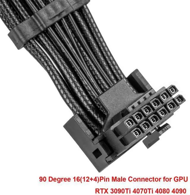 Alt view image 3 of 6 - Vszerda  12VHPWR 90 Degree Adapter to 2X 8Pin: 16AWG 16 PIN GPU Right Angle PCI-E 5.0 Extension for for Graphic Card GPU 12+4pin RTX 3090Ti 4070Ti 4080 4090 (Type A)