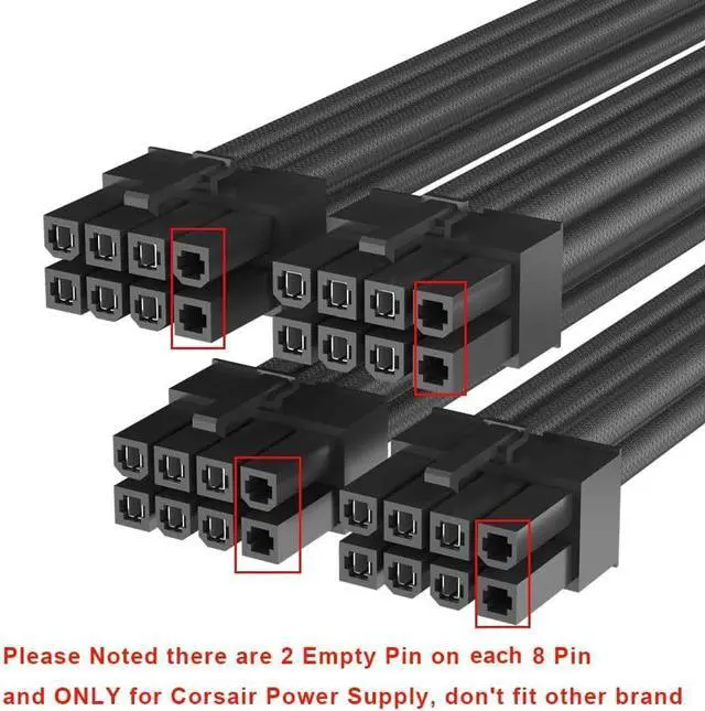 Alt view image 5 of 6 - Vszerda 12VHPWR 90 Degree Right Angle Adapter for Corsair 12VHPWR 16AWG 600W PCIE 5.0 12+4 16 Pin for RTX 4090 4080 3090TI 4070Ti GPU, 4X 8 Pin ONLY for Corsair Modular Power Supply (Type B)