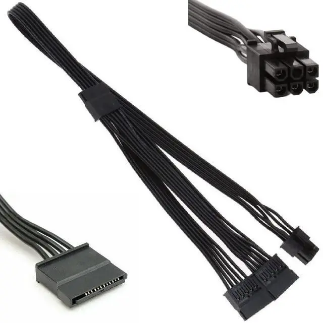 Main image of Sata Cables 6-Pin Male to 3X 15-Pin Female Sata Adapter Power Supply Cable for Some Types of C.orsair Modular PSUs 20-in for C.orsair Series