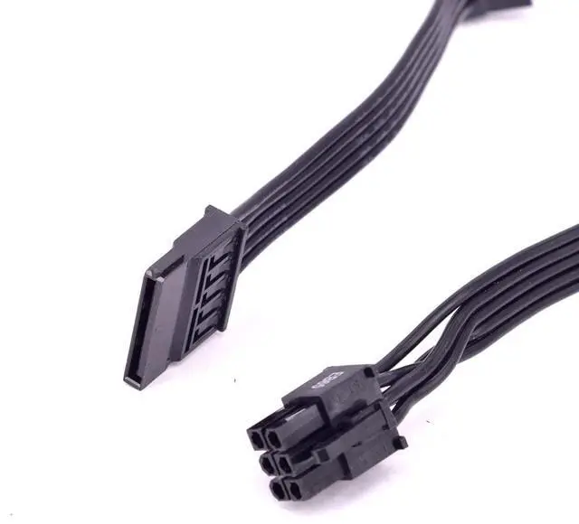 Alt view image 6 of 6 - Sata Cables 6-Pin Male to 3X 15-Pin Female Sata Adapter Power Supply Cable for Some Types of C.orsair Modular PSUs 20-in for C.orsair Series