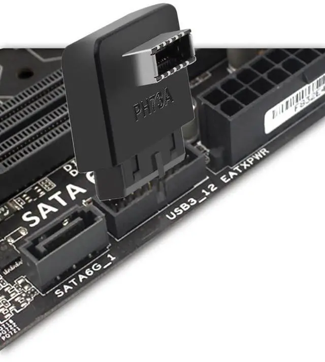 Alt view image 3 of 3 - Vszerda USB 3.2 Gen 1 to USB 3.2 Gen 2 Header Adapter, USB 3.1 Type-C Key-A to USB 3.0 20 Pin Header Converter for Type-C Motherboard, Black