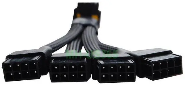 Alt view image 2 of 4 - Vszerda 12VHPWR 16 Pin 12+4 pin GPU Cable to 4X 8 Pin PCIe 5.0 Extension 90 Degree Angle Sleeved Adapter for GeForce RTX 4090 4080 4070Ti 3090Ti Graphic Card 5.9-inch (Type A)