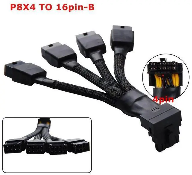 Alt view image 3 of 4 - Vszerda 12VHPWR 16 Pin 12+4 pin GPU Cable to 4X 8 Pin PCIe 5.0 Extension 90 Degree Angle Sleeved Adapter for GeForce RTX 4090 4080 4070Ti 3090Ti Graphic Card 5.9-inch (Type A)