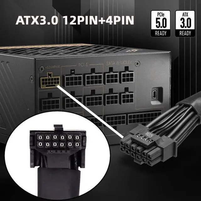 Alt view image 2 of 6 - Vszerda ATX3.0 PCI-E 5.0 12VHPWR Power Modular Cable Male to Female 90 Degree UP Angled Extension Cable