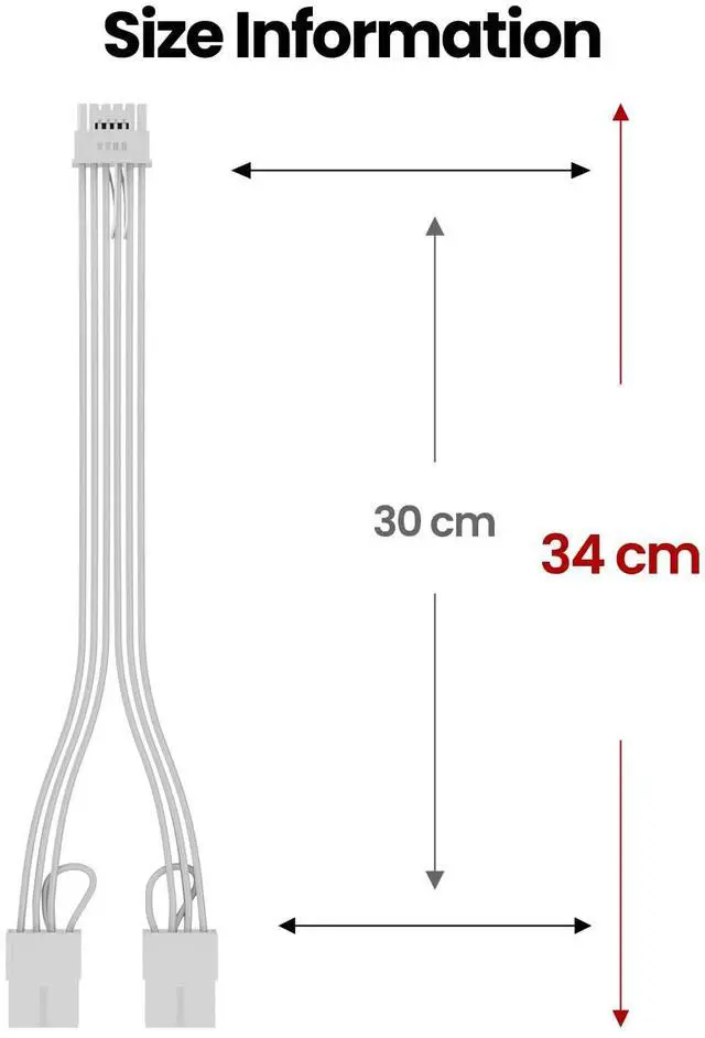 Alt view image 7 of 7 - Vszerda 4070ti Extension Cable White PCIE 5.0 12VHPWR Connector 16pin (12+4) Pin Male to 2x8(6+2) Pin Female 12V-2x6 Sleeved Extender Cord 16AWG for GeForce RTX 4090 4080 3090ti