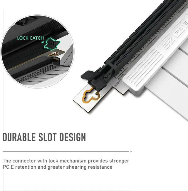 Alt view image 5 of 6 - Vszerda PCIE Gen 4 16x Extreme Flexible, High Speed Riser Cable PCI Express 4.0 Port GPU Extension Card-Right Angle Connector, Supports RTX3090/3090ti/4080/4090 [7.87in/20cm]- White