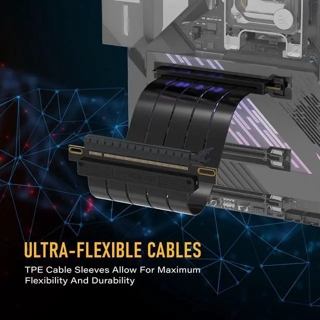Alt view image 2 of 7 - Vszerda PCIE Gen 4 16x Extreme Flexible, High Speed Riser Cable PCI Express 4.0 Port GPU Extension Card-Straight Connector [7.87in/20cm]