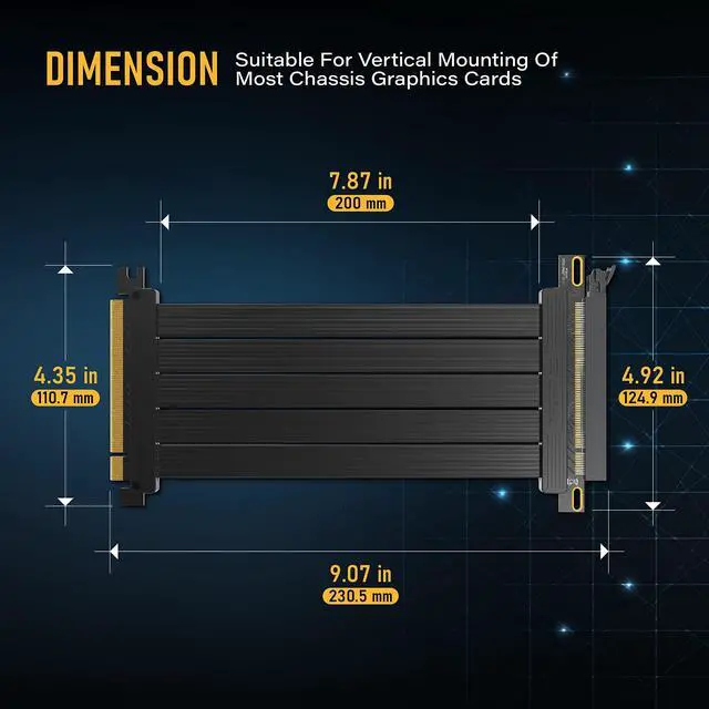 Alt view image 3 of 7 - Vszerda PCIE Gen 4 16x Extreme Flexible, High Speed Riser Cable PCI Express 4.0 Port GPU Extension Card-Straight Connector [7.87in/20cm]