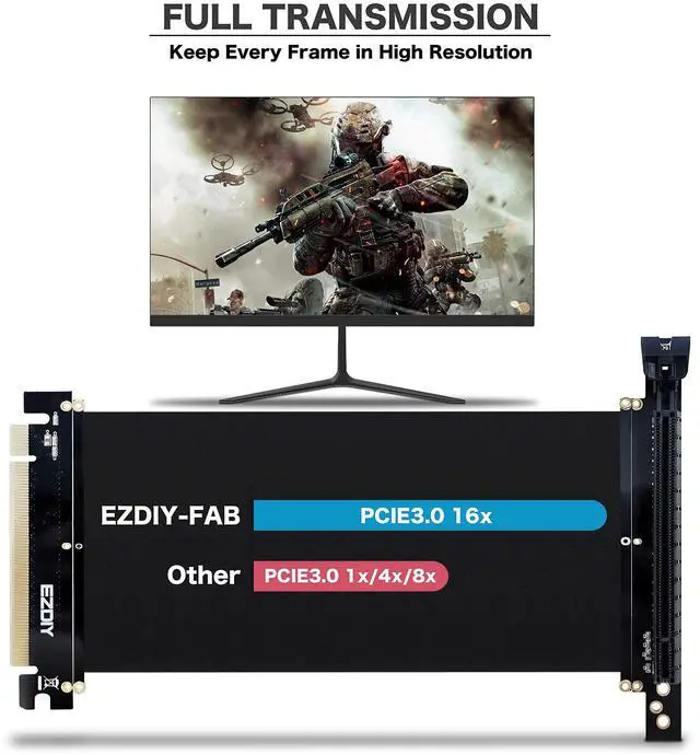 Alt view image 3 of 7 - Vszerda New PCI Express 16x Flexible Cable Extension Port Adapters, High Speed PCIE Riser Cable 90 Degrees, Fit with FD R6 Case -20cm