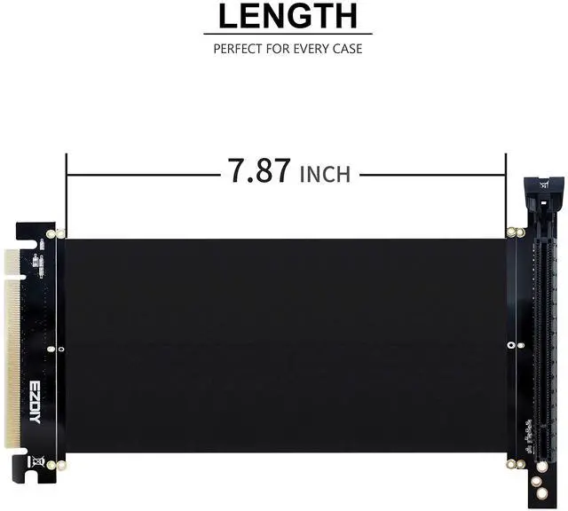 Alt view image 7 of 7 - Vszerda New PCI Express 16x Flexible Cable Extension Port Adapters, High Speed PCIE Riser Cable 90 Degrees, Fit with FD R6 Case -20cm