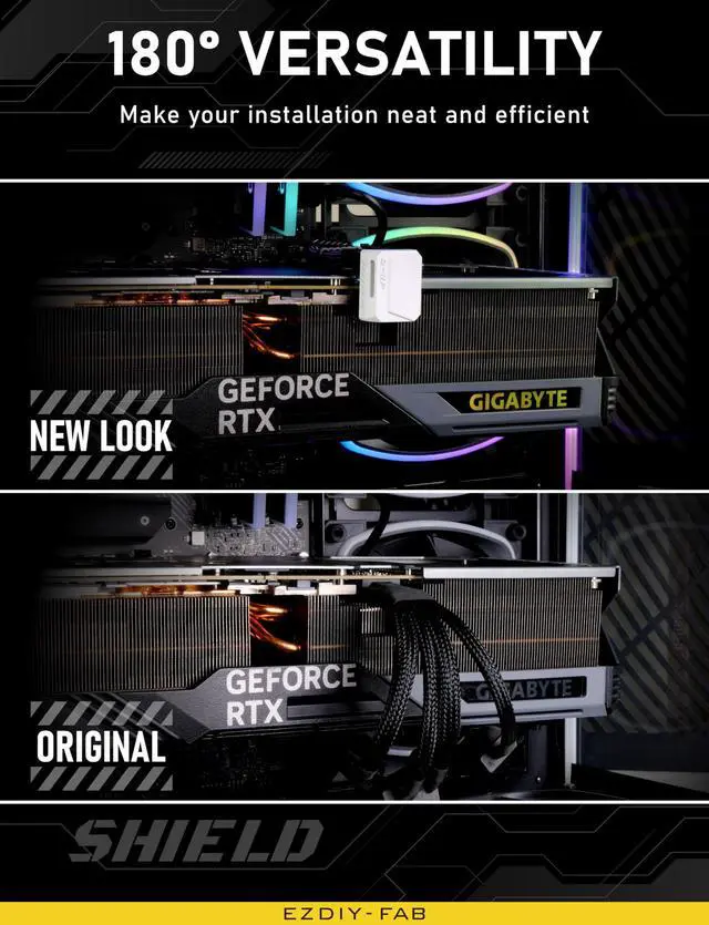 Alt view image 3 of 7 - PCIe 5.0 Adapter - 600W 12+4pin, 16pin 12VHPWR GPU Power Connector, 180 Degree Right Angle - Compatible with RTX 3090Ti, 4070Ti, 4080, 4090 GPU - RVS Type, White, 1 Pack