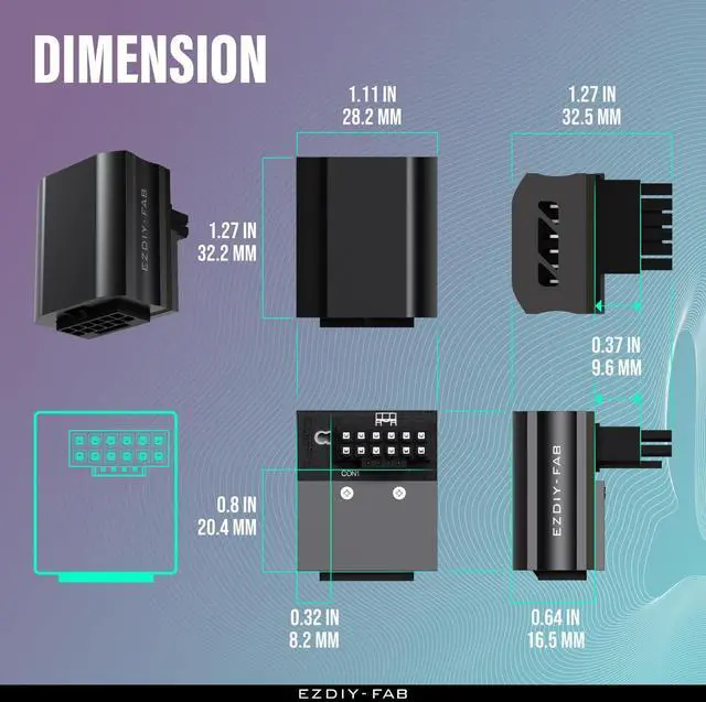 Alt view image 2 of 7 - Vszerda 12VHPWR 12+4 Pin Angle Connector Power Adapter for RTX40' Series Graphics Card, Supports 600W output, Comptatible to RTX4090,4080,4070ti -90 Degrees STD Type- Black-1 Pack