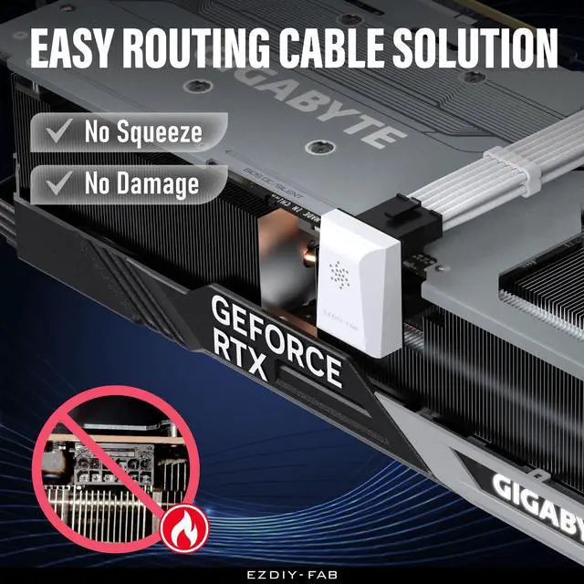 Alt view image 4 of 7 - Vszerda PCIe 5.0 12VHPWR GPU Power Bridge, 12+4 Pin Angle Connector Power Adapter, for RTX40' Series GPUs, Compatible with RTX4090, 4080, 4070ti - White 180° RVS