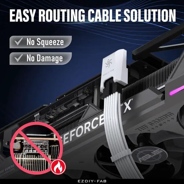 Alt view image 4 of 7 - Vszerda PCIe 5.0 12VHPWR GPU Power Bridge, 12+4 Pin Angle Connector Power Adapter, for RTX40' Series GPUs, Compatible with RTX4090, 4080, 4070ti - White 90° STD