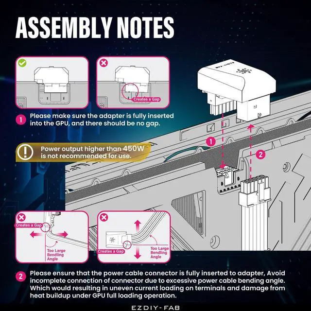 Alt view image 7 of 7 - Vszerda PCIe 5.0 12VHPWR GPU Power Bridge, 12+4 Pin Angle Connector Power Adapter, for RTX40' Series GPUs, Compatible with RTX4090, 4080, 4070ti - Black 180° STD