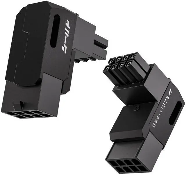 Main image of Vszerda Shield Series 8-Pin PCIe GPU Power Adapter,90-Degree Angled Connector, Aluminum Design for Graphics Cards  Reverse Type,Black-2 Pack