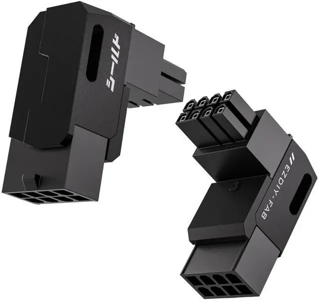 Main image of Shield Series 8-Pin PCIe GPU Power Adapter,90-Degree Angled Connector, Aluminum Design for Graphics Cards  Standard Type,Black-2 Pack