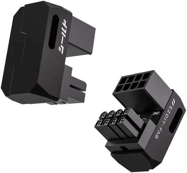 Main image of Vszerda Shield Series 8-Pin PCIe GPU Power Adapter,180-Degree U-Turn Angled Connector, Aluminum Design for Graphics Cards  Standard Type,Black-2 Pack