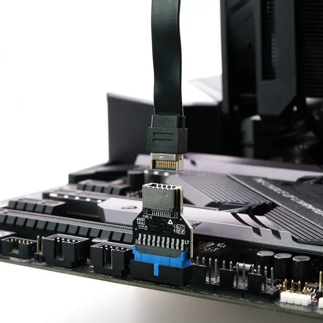 Alt view image 3 of 7 - Vszerda USB 3.0 (USB3.1 Gen 2) Internal Header (19-Pin) to USB 3.1/3.2 Type-C (20-Pin) A-Key Front Panel 180 Degrees Adapter, Extend USB Type E Ports to PCs Front Panel USB Ports