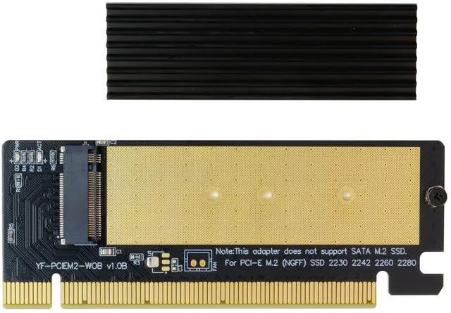 Main image of Vszerda NVME PCIe 4.0 Adapter, M.2 NVME SSD to PCI Express Adapter with Heat Sink, Only Support PCIe x16 Slot,Support M.2 SSD 2230 2242 2260 2280