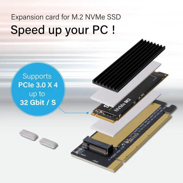 Alt view image 5 of 5 - Vszerda NVME PCIe 4.0 Adapter, M.2 NVME SSD to PCI Express Adapter with Heat Sink, Only Support PCIe x16 Slot,Support M.2 SSD 2230 2242 2260 2280