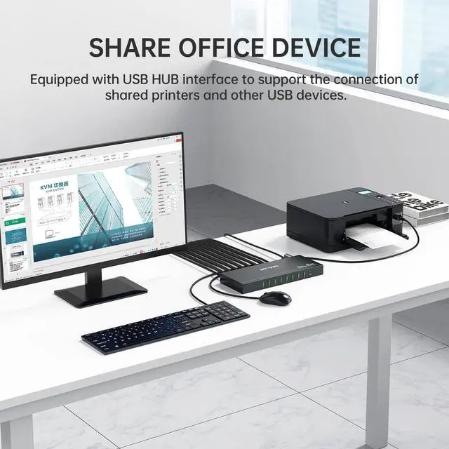 Alt view image 3 of 7 - MT-Viki 4K@60Hz 8 Port KVM Switch HDMI w/3.5mm Audio, 1U Rack Mount KVM HDMI Switcher, Support Button/Hotkey/IR Remote Switch, 8 Pack Cables & Rack Ears Included