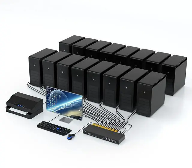 Alt view image 6 of 7 - MT-VIKI 16 Port KVM Switch, 16X1 Rackmount KVM Switch VGA, Included 16 KVM Cables & IR Remote, Fit 1U 19'' Rack