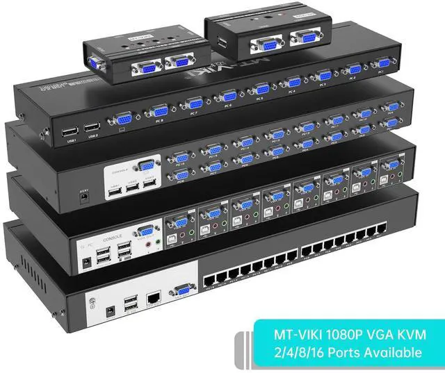 Alt view image 3 of 7 - MT-VIKI HDMI/VGA Rack Mount KVM Over CAT6 Cable, 8 Port CAT7 KVM Console Not Included USB HDMI/VGA CAT6 Dongle