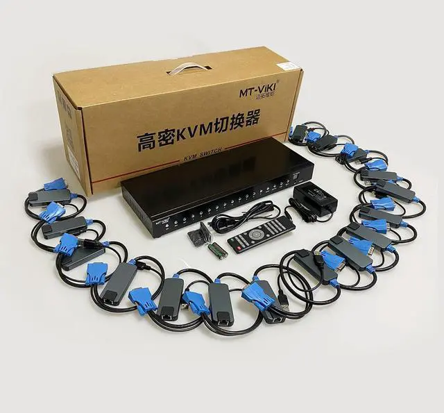 Alt view image 6 of 7 - MT-VIKI CAT6 Rack Mount KVM, 16 Port VGA KVM Console Over CAT6 Cable, Included 16 USB VGA to Cat6 Dongles