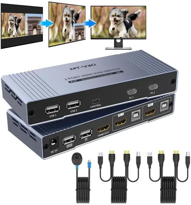 Main image of MT-VIKI 4K HDMI KVM Multiviewer 2x1 w/PIP Upgrade Version in 2024 Seamless Switching 4K@30Hz, + Hotkey Switching