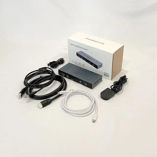Alt view image 7 of 7 - MT-VIKI 4K Hybrid Type USB C HDMI KVM Switch 2 Port, 4K@60Hz for Apple MacBook & Desktop PC + 65W PD+ Cables