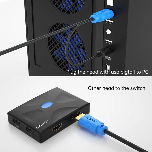 Alt view image 2 of 5 - MT-VIKI 2in 1 USB HDMI KVM Cable for USB KVM Cable HDMI (3M-2packs)