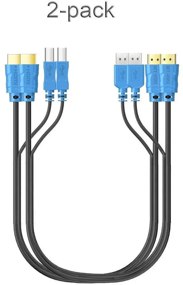 Alt view image 2 of 7 - MT-VIKI 2 Packs USB HDMI KVM Cable 10ft 4K HDMI USB A to HDMI USB B Twin Cord for Standard KVM Switch 10ft