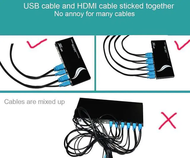 Alt view image 5 of 7 - MT-VIKI 2 Packs USB HDMI KVM Cable 10ft 4K HDMI USB A to HDMI USB B Twin Cord for Standard KVM Switch 10ft