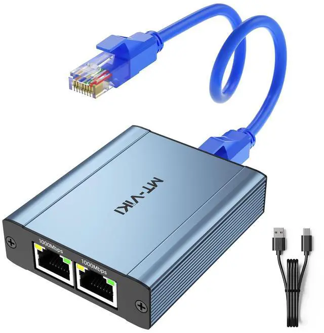 Main image of MT-VIKI Ethernet Splitter 1 to 3 High Speed 1000Mbps, Gigabit Dual RJ45 Splitter Adapter for Cat5/5e/6/7/8 Cable [3 Devices Simultaneously Networking]