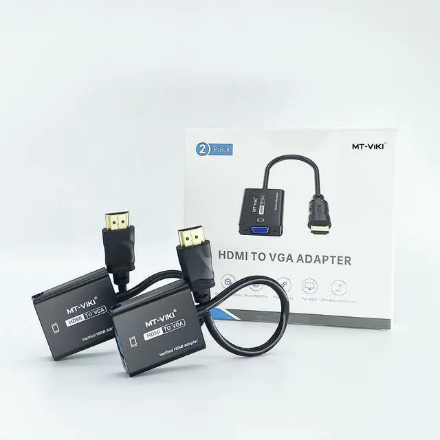 Alt view image 6 of 6 - MT-VIKI HDMI to VGA Adapter, Gold-Plated HDMI Converter Male to Female, Compatible for Computer, Desktop, Laptop, Monitor, Projector, HDTV, Chromebook, Raspberry Pi, Roku, Xbox (2 Pack)